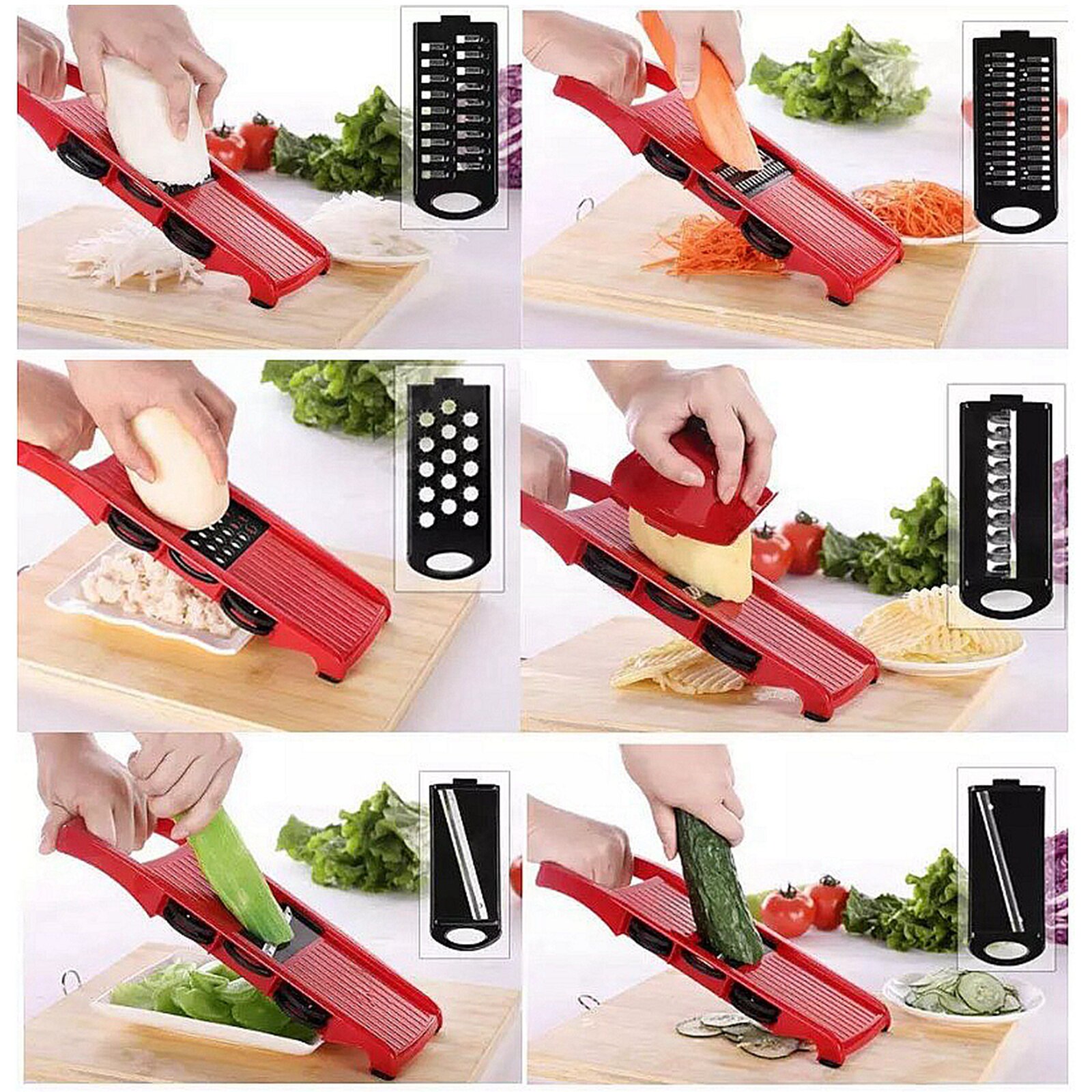 Kitchen Grater Vegetable Food Cutter Chopper Slicer Shredder Blue: Red