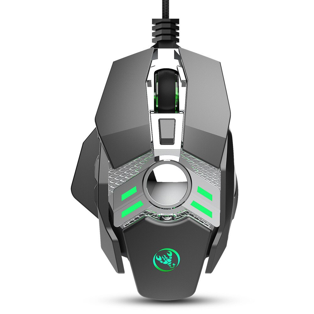 UTHAI DB27 The 7-key programming mechanical gaming mouse colorful lights eat chicken pressure gun wired mouse: Gray