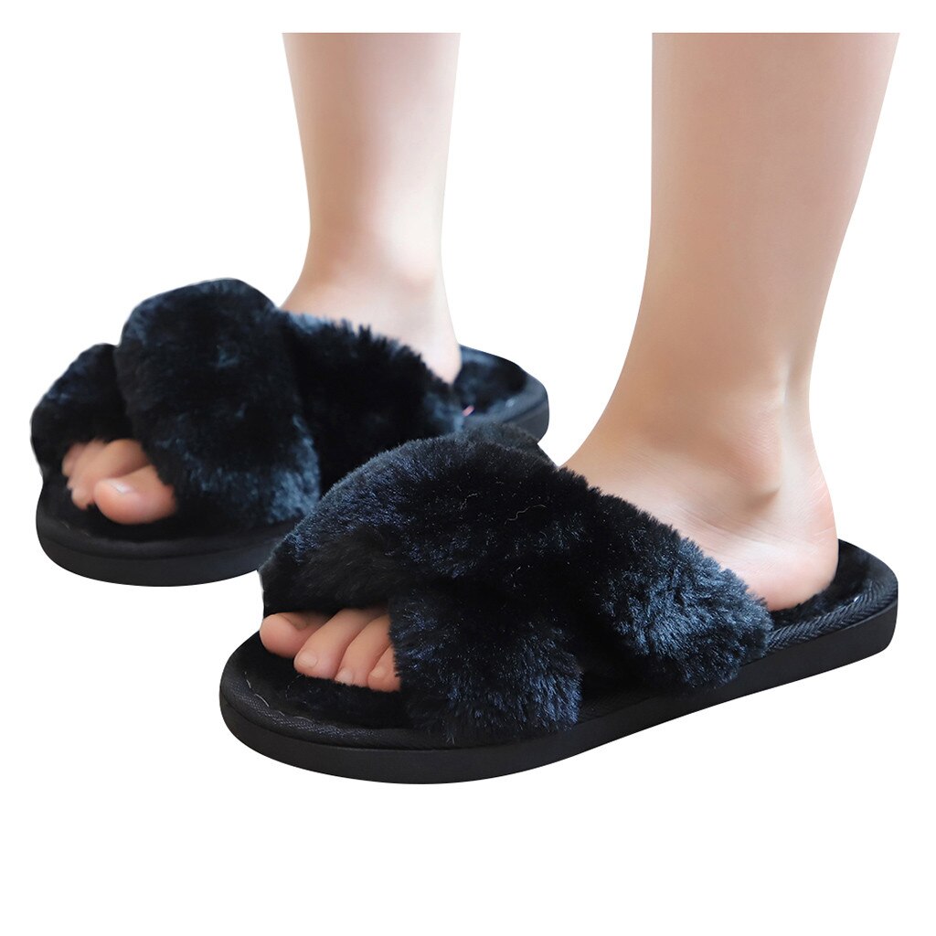 Jaycosin baby pige hjemmesko efterår vinter baby sød fluffy hjemmesko børn indendørs bløde plys soveværelse hjemmesko: Bk / 30