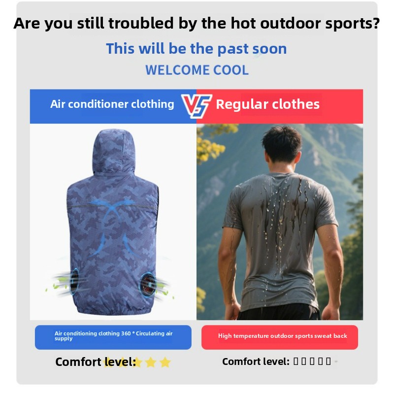 Herren-arbeitsweste mit Ventilator, ärmellos, wärmeableitend, für klimaanlagen und kühltechnik, geeignet für sommerfischen, tarnjacke