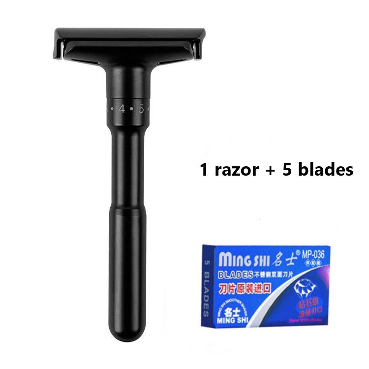 Men's Razor 5-Layer Razor Box Shaving Razor Blade Straight Razor Blade Shaving Beard Box Men's Face Replaceable Head: Black razor