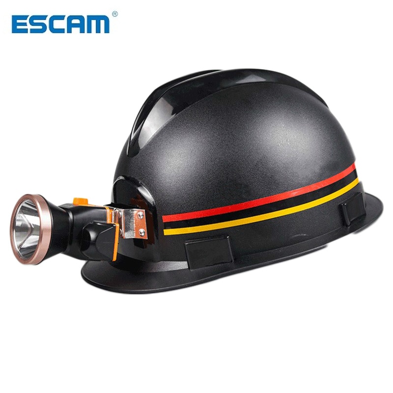 Escam minearbejdere hjelm med opladningslygter abs materiale anti-piercing sikkerhedshjelm konstruktion arbejder hård hat