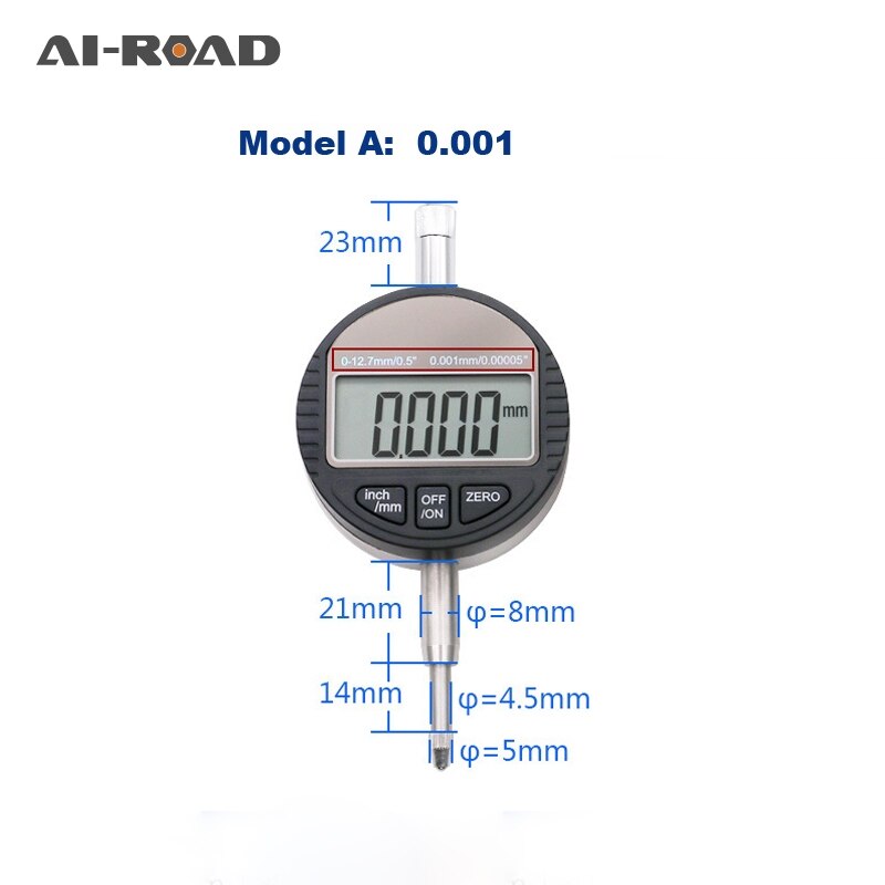 0-12.7mm Electronic Micrometer 0.01mm and 0.001 Digital Micrometro Dial Indicator Depth Measuring Tools: Model A0.001