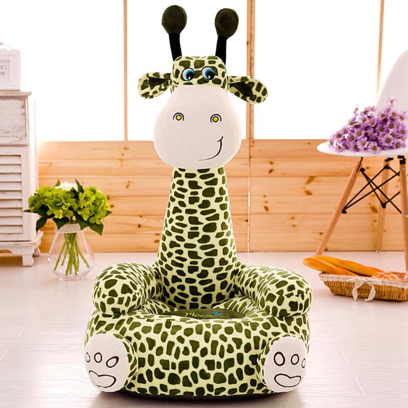 Vaskbart plys sofastolafdækning uden påfyldning bomuld tegneserie girafformet baby sædeovertræk støvtæt dekoration til hjemmetekstiler