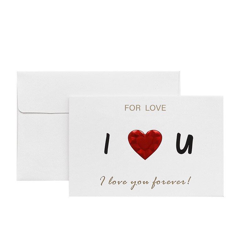 Seks stilarter solidt rødt hjerte lykønskningskort med konvolutter romantisk brev jeg elsker dig for evigt bryllupsinvitation: -en