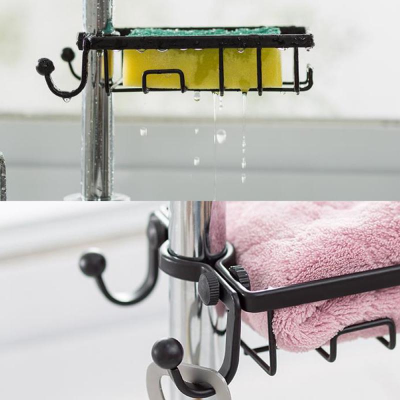 Bathroom Shower Rod Hanging Wrought Iron Basket Soap Dish Shampoo Holder Kitchen Sink Faucet Rack Sponge Rag Storage Drain Shelf