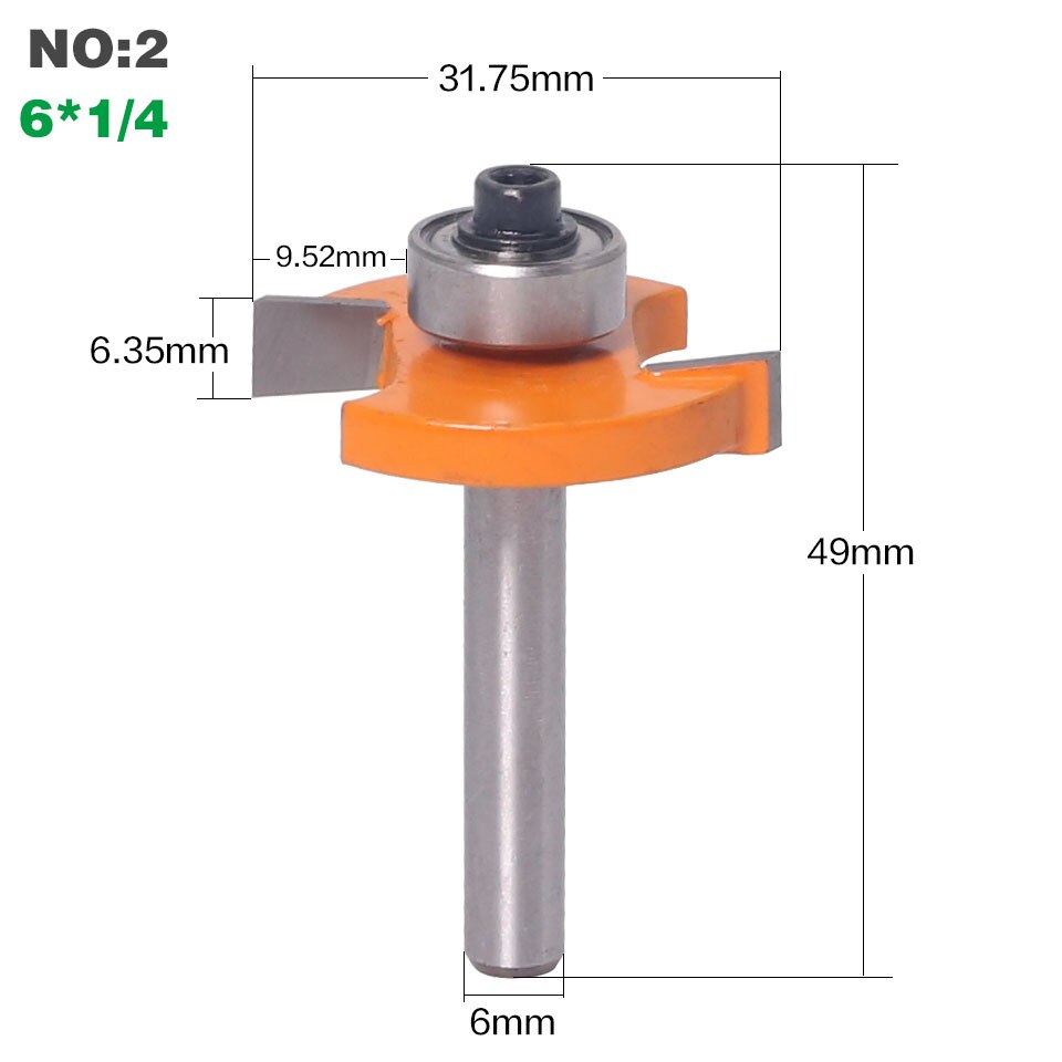1pc 6mm Shank Biscuit T Slot Wood Router Bit With Top Bearing C3 Carbide Slotting/Jointing Woodworking Milling Cutter