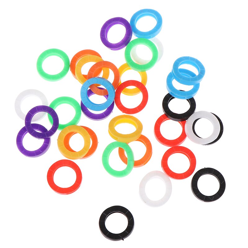 32 stk / parti flerfarvet elastisk blandet farve hule gummi nøgledæksler runde bløde silikone nøgler låser hætte nøgleringskasse