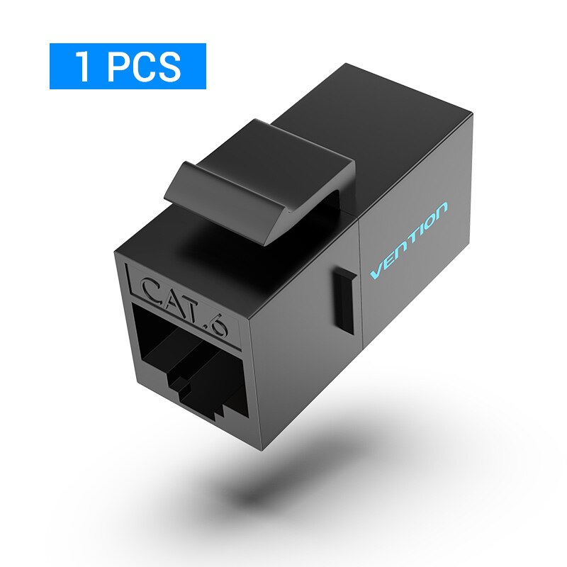 Vention-adaptador extensor de Cable Ethernet, conector RJ45 Cat6 Cat5e, extensión hembra a hembra para acoplador de Cable Ethernet RJ45: 1 PCS-Black