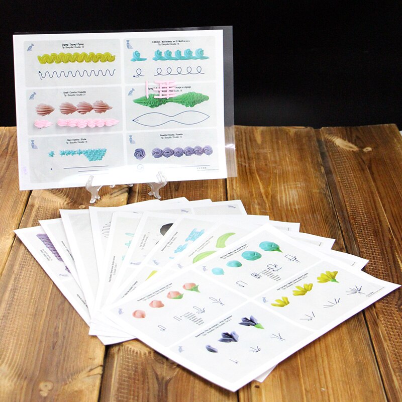 23pcs/set Practice Paper+Drawing Board Standing Easel Template Paper Decor Practice Decorating Cake Icing Tools