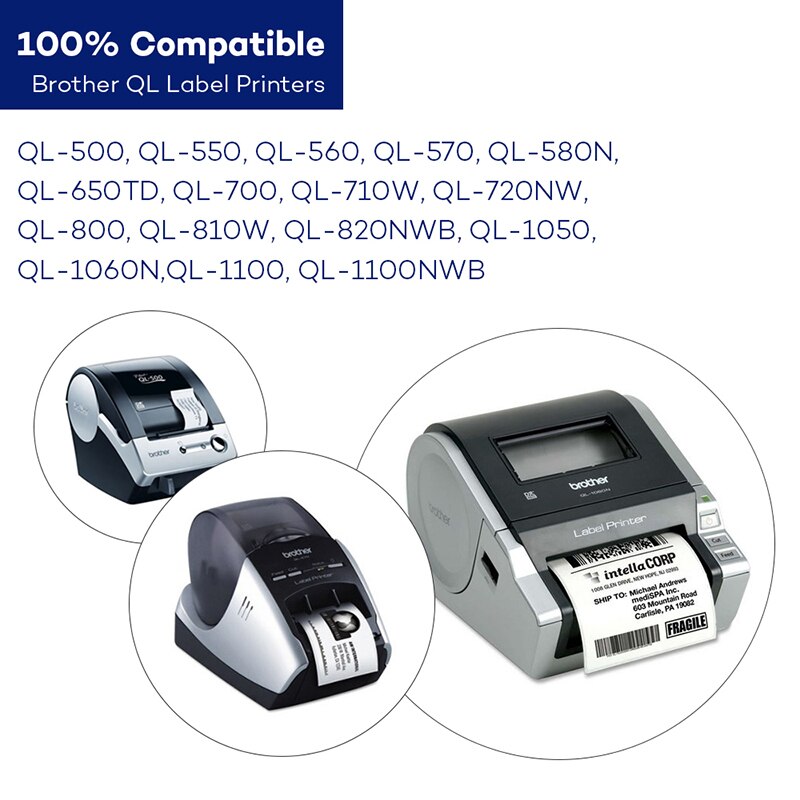 1Rolls Thermal Paper DK-11202 62mm*100mm die-cut Thermal Paper Compatible for Brother Label Printer White Paper DK11202