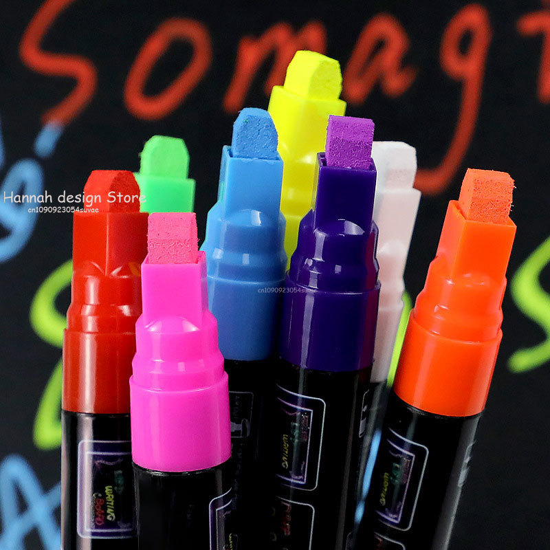 Rotuladores de tiza líquida de 8 colores, rotuladores de tiza de neón lavables de borrado en húmedo para pizarra, carteles de pizarra, ventana de vidrio, arte para niños