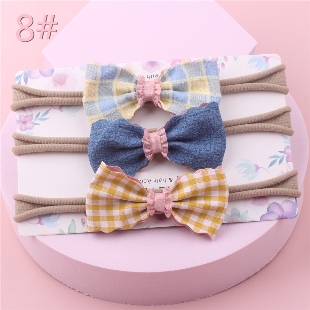 3 unids/set nuevos niños bebé niña arco elástico banda pelo bebé de un año de edad venda del bebé diadema para foto: 8