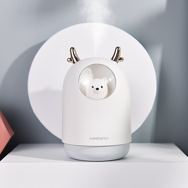 Electric Humidifier Aroma Air Diffuser Ultrasonic Air Humidifier Diffuser Cool Mist Maker For Home Essential Oil USB 300ml: white
