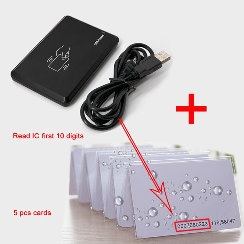 125Khz RFID Reader EM4100 USB Proximity Sensor Smart Card Reader no drive issuing device EM ID USB RFID IC RFID Card Reader: IC first 10 digits