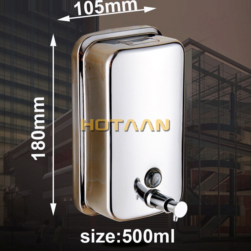 500ml Wall Mounted Stainless Steel Finished Liquid Soap Dispenser Bathroom Soap Dispenser Box Soap/Shampoo Dispenser YT