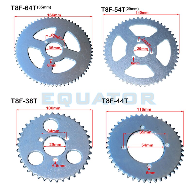T8F 38T 44T 54T 64T 74T tooth 29/35/54MM Rear Sprocket Mini Moto ATV Quad Dirt Pit Pocket Bike Cross Motorcycle 47cc 49cc Parts