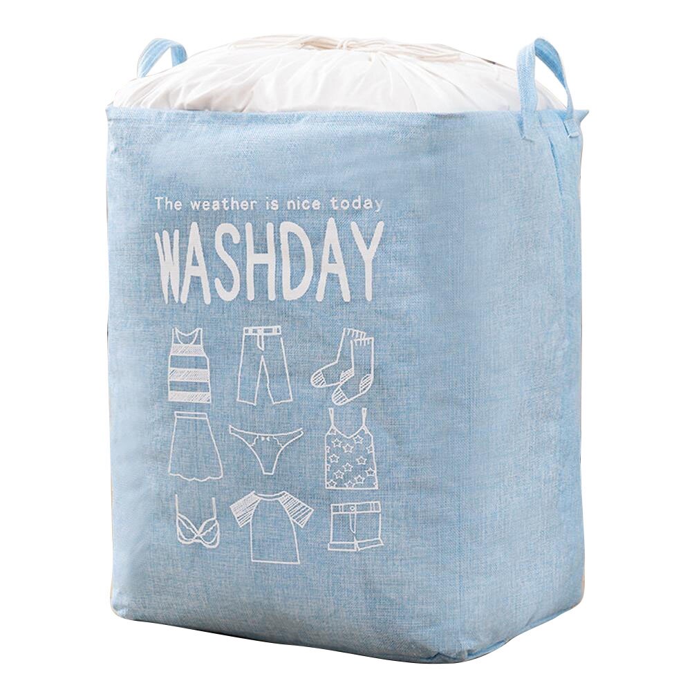 Waterproof Dust Collecting Bucket Hamper Washing Toy Dirty Clothes Storage Organizer Laundry Baskets Bin: Sky Blue