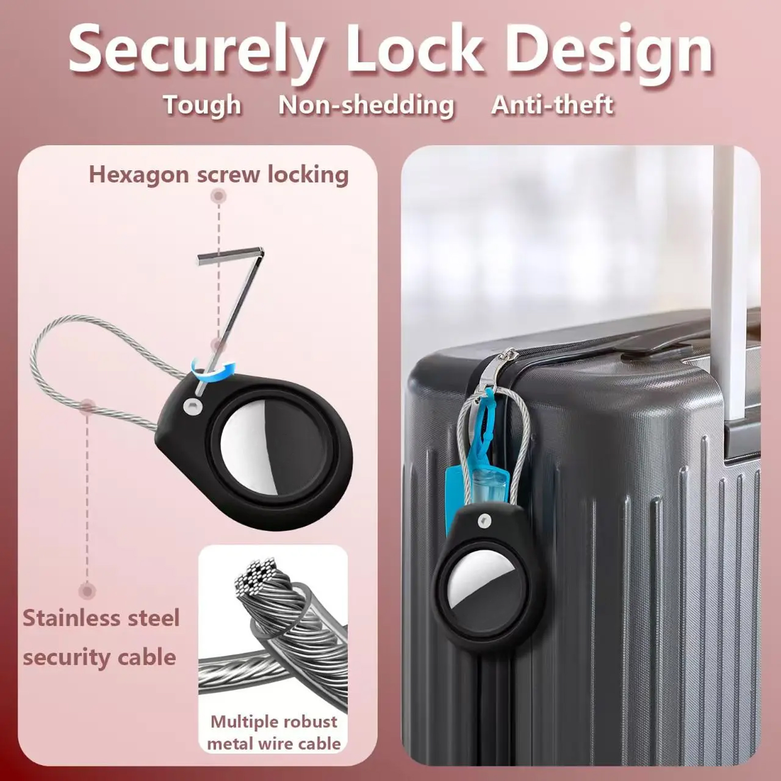 Waterproof Holder for AirTag with Wire Cable Lock Anti-Lost Protective Case Key Ring for Keys Backpack Luggage Pet Tracking​