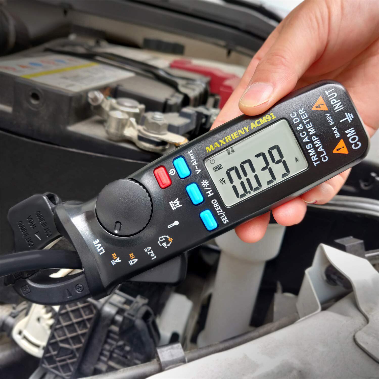 Acm 91 digital auto rækkevidde klemme meter ac / dc spænding strøm modstand kapacitans temperatur frekvens tester pro multimeter