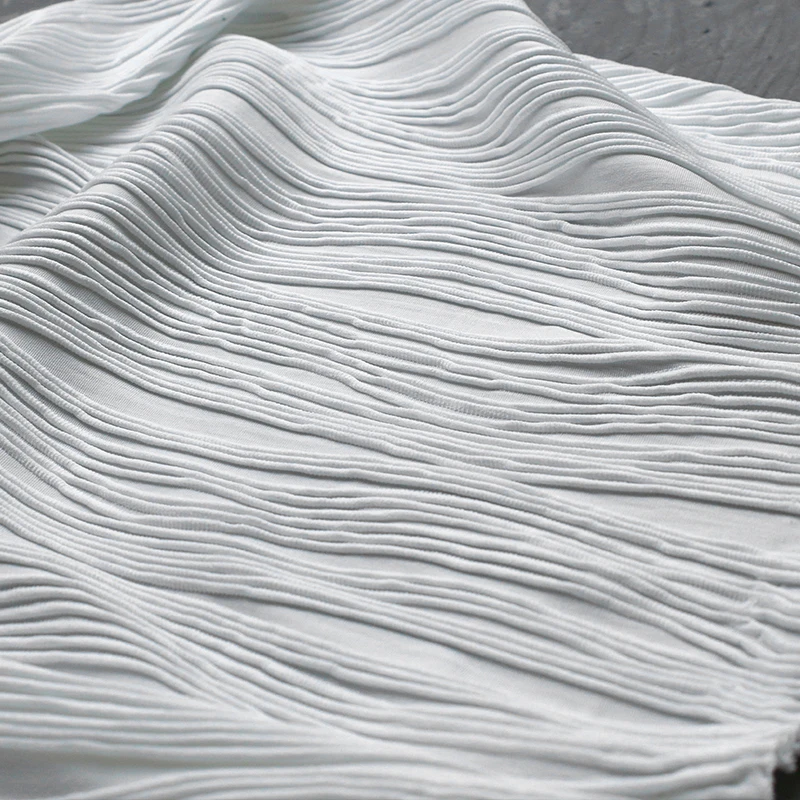 Zwart En Wit Driedimensionale Textuur Jacquard Getextureerde Stof Zachte, Huidvriendelijke Strepen Kleding High-End Designerstoffen