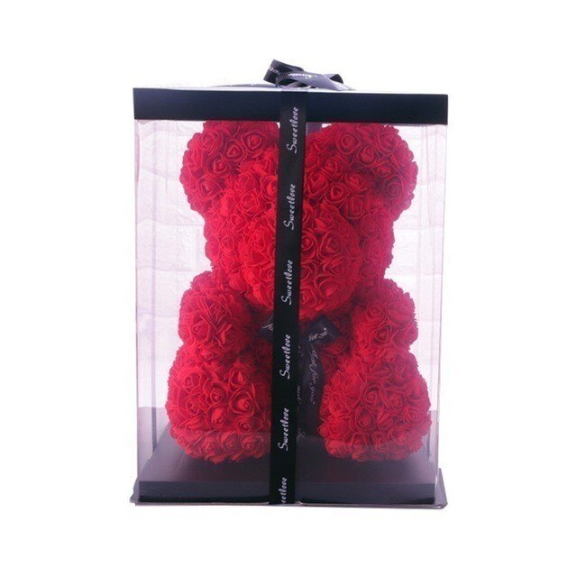 Christmas gift25cm Teddy Rose Flower niedźwiedź pudełko ślubne dekoracje świąteczne walentynki dając dziewczynie truciznę: 25cm red  Bearbox