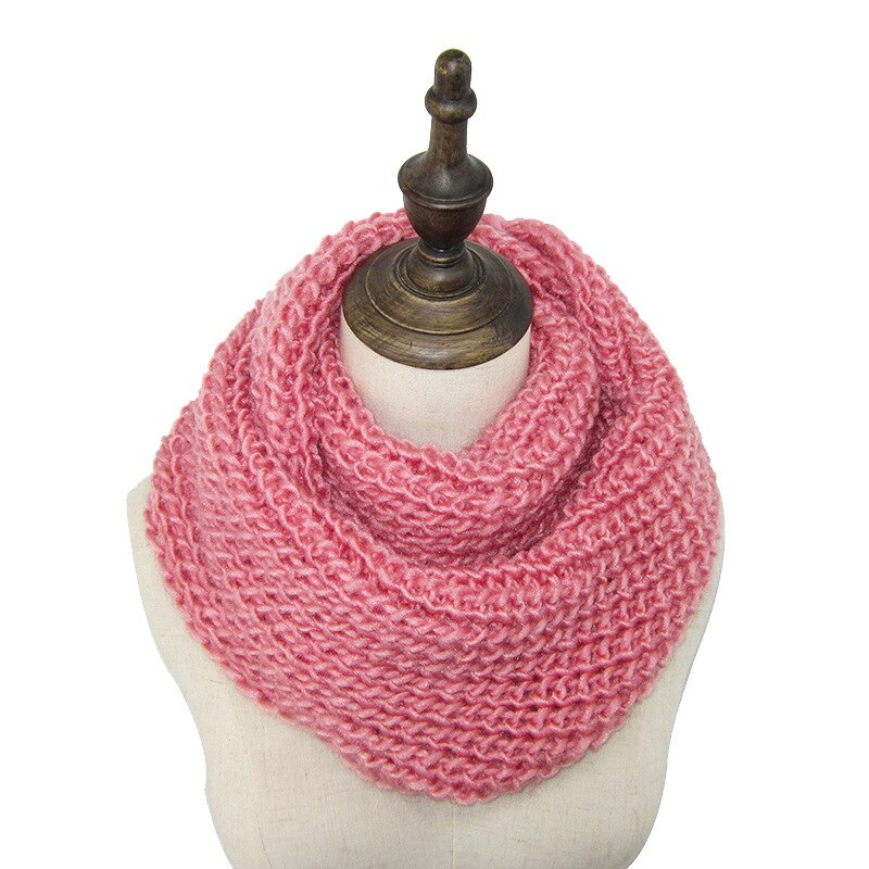 Solid Knitted Snood Winter Basic Infinity Scarf Ring for Women: dusty pink