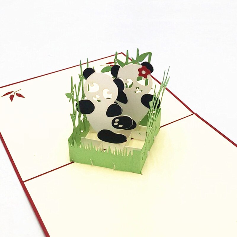 10 pcs Handgemaakte 3D Pop Up Card Panda Papier Groet Kirigami Kaart Gelukkige Verjaardag Uitnodiging Kaart Ansichtkaarten Kids Thanksgiving