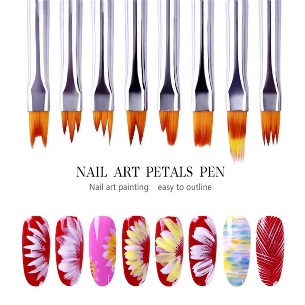 8 Stk/set Diy Nail Brush Nail Schilderen Borstel Verschillende Vormen Nail Ontwerpen Trekken Lijnen Bloemen Patronen Manicure Pen Nail Art tool