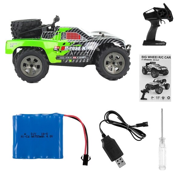 RC Auto 2.4 GHz 1:18 2WD PVC del corpo di Automobile Borsette RC Auto 18 km/h Off-Road King Auto per i principianti Giocattoli per I Bambini Grande Regalo Dei Capretti