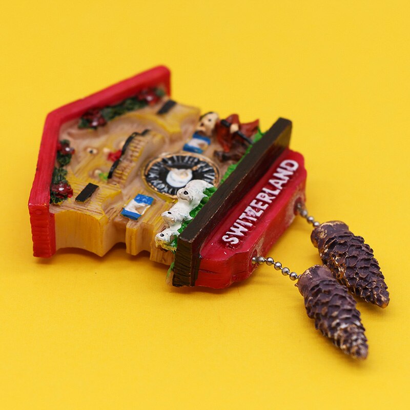 Swiss sheep refrigerator magnets handmade 3D home kitchen decoration Swiss tourist souvenirs coogoo bell model magnets hand-painted tourist swiss souvenirs Painted refrigerator sticker home decoration