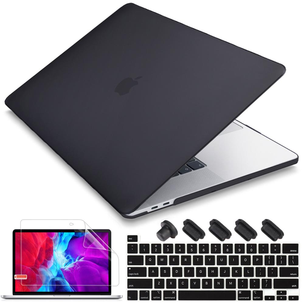 Screen protector Keyboard cover Hard Shell Case for Macbook Pro 16 inch with Touch Bar A2141: Matte Black