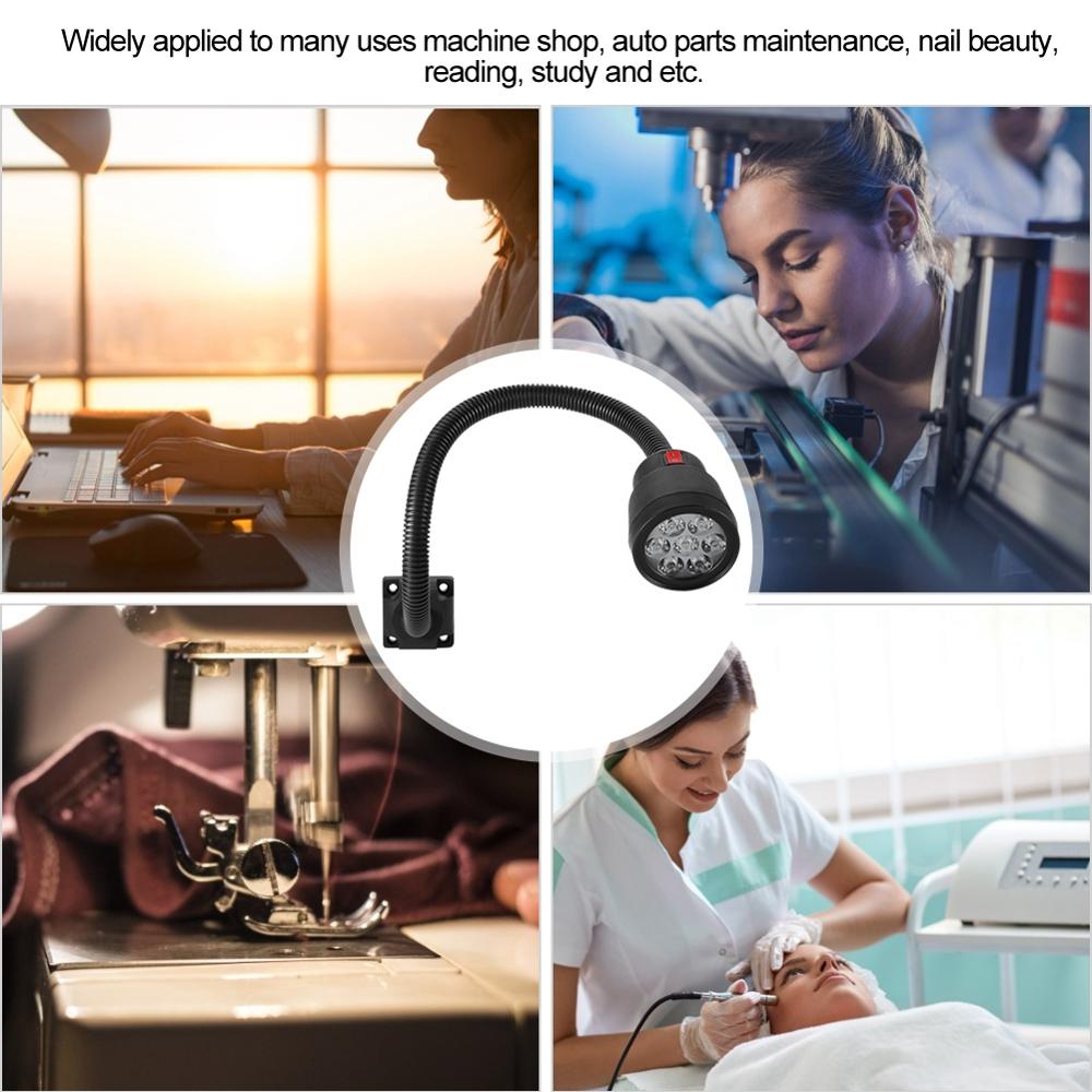 7W 110-220V Adjustable LED Machine Light Sewing CNC Clothing Lathes Mount Lamp Multifunctional IP44 Waterproof 12W
