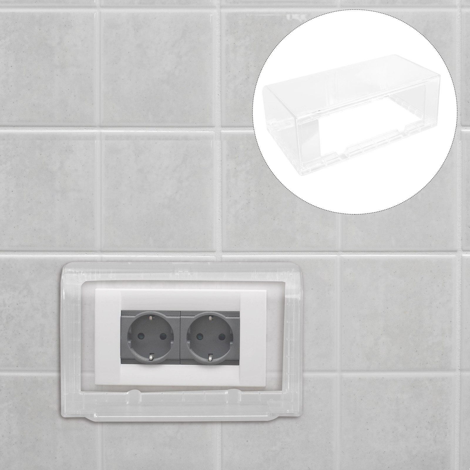 1PC Sticky Type Waterproof Socket Cover Conjoined Switch Socket Protective Lid: Transparent Color