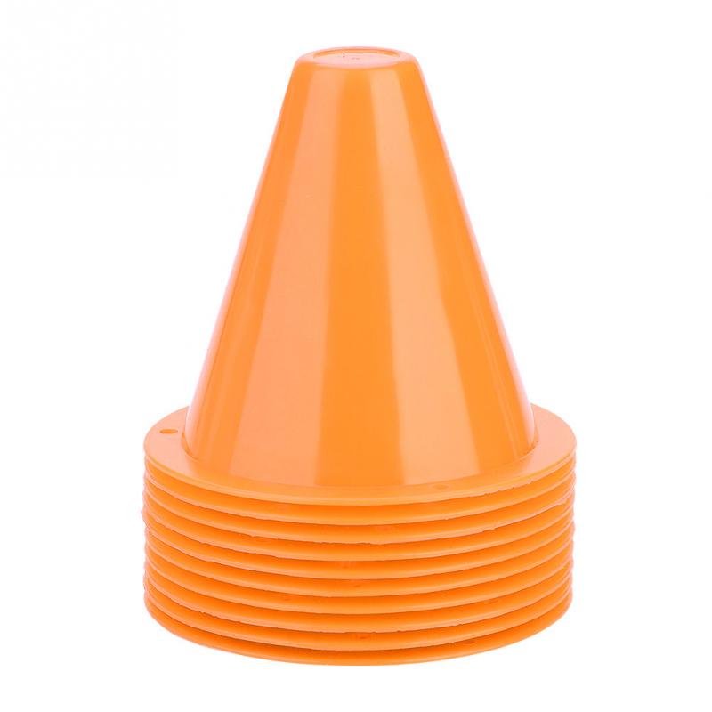 10 stück/set fußball-trainingsmarker, 8cm fußball-, rugby-, skating- und skateboard-platzmarkierungen, pe-kegelplatten, geschwindigkeitstrainingsgeräte: Orange