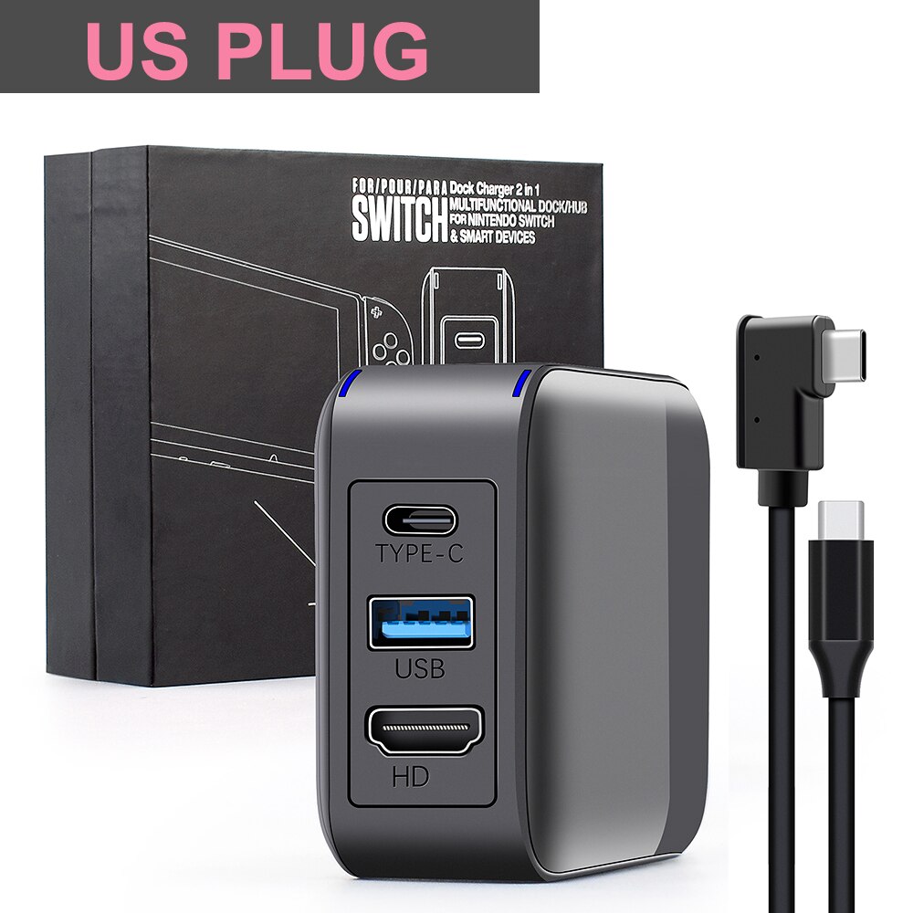 65w multifunktionale 3.0- usb-ladestationen mit typ-c-pc-adapter und hd-tv-konverter für nintendo switch, smartphones und ipads: Uns stecker