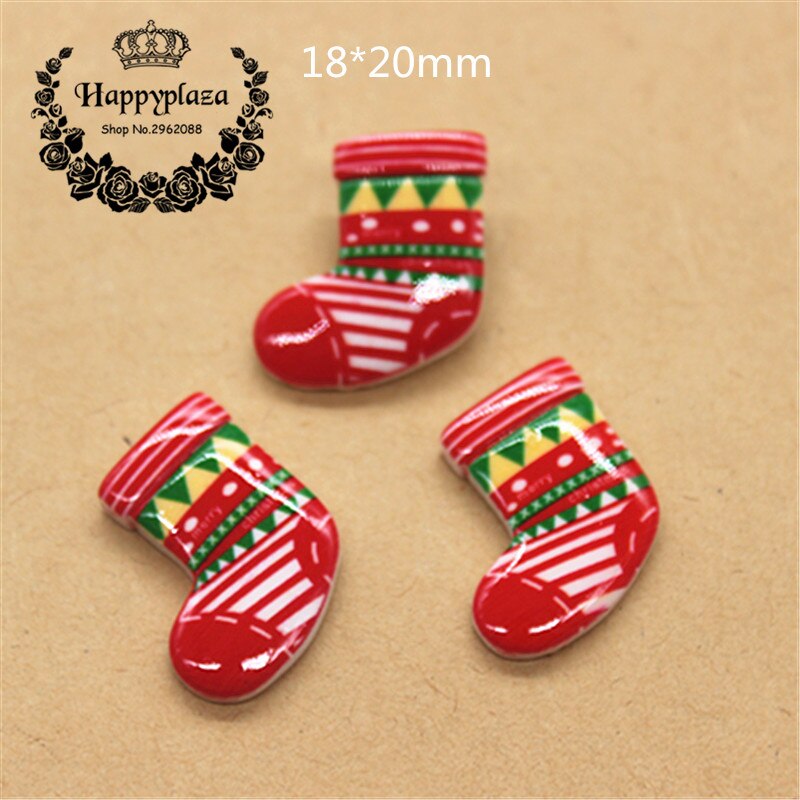 20pcs Resin Christmas Reindeer/Santa Claus/Tree/Bell/Snowman/Wreath/Sock/Glove Miniature Art Supply Decoration Charm Craft,: No.12 sock