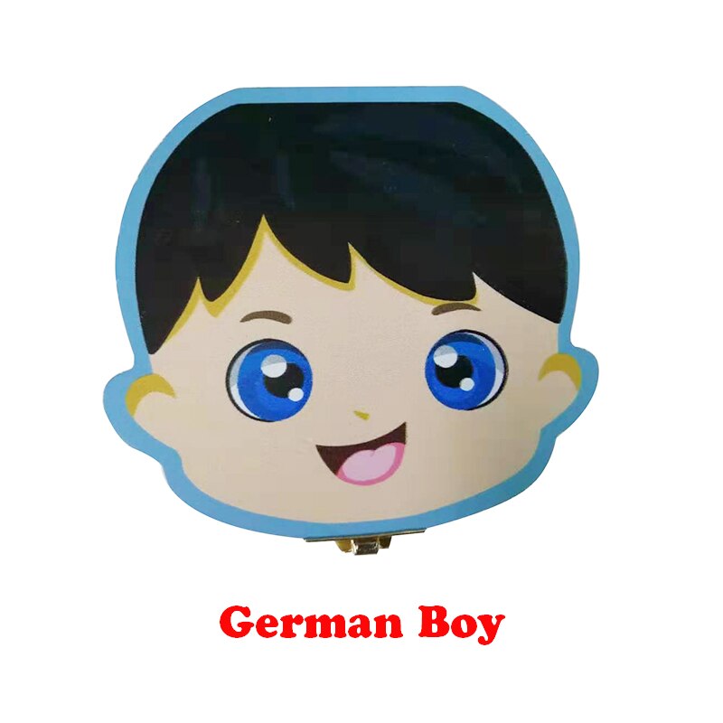 Wooden Baby Tooth Box English Milk Teeth Umbilical Organizer Storage Boys Girls Souvenir Case Baby: German Boy