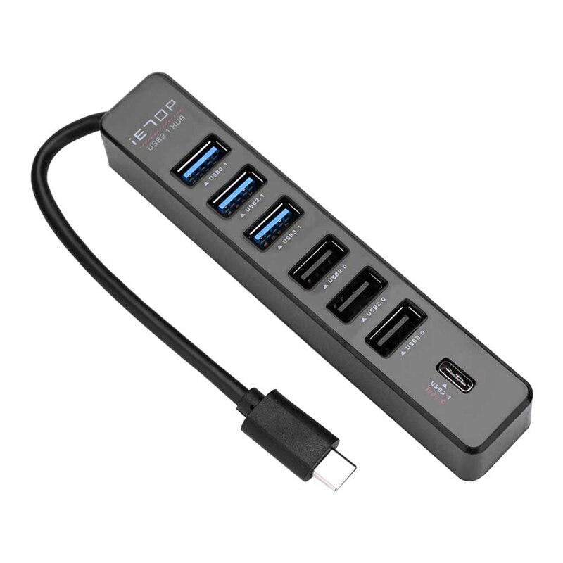 7 Ports Type C HUB High Speed 5Gbps USB 3.1 USB 2.0 Splitter for Computer PC USB-C Power Adapter Cable