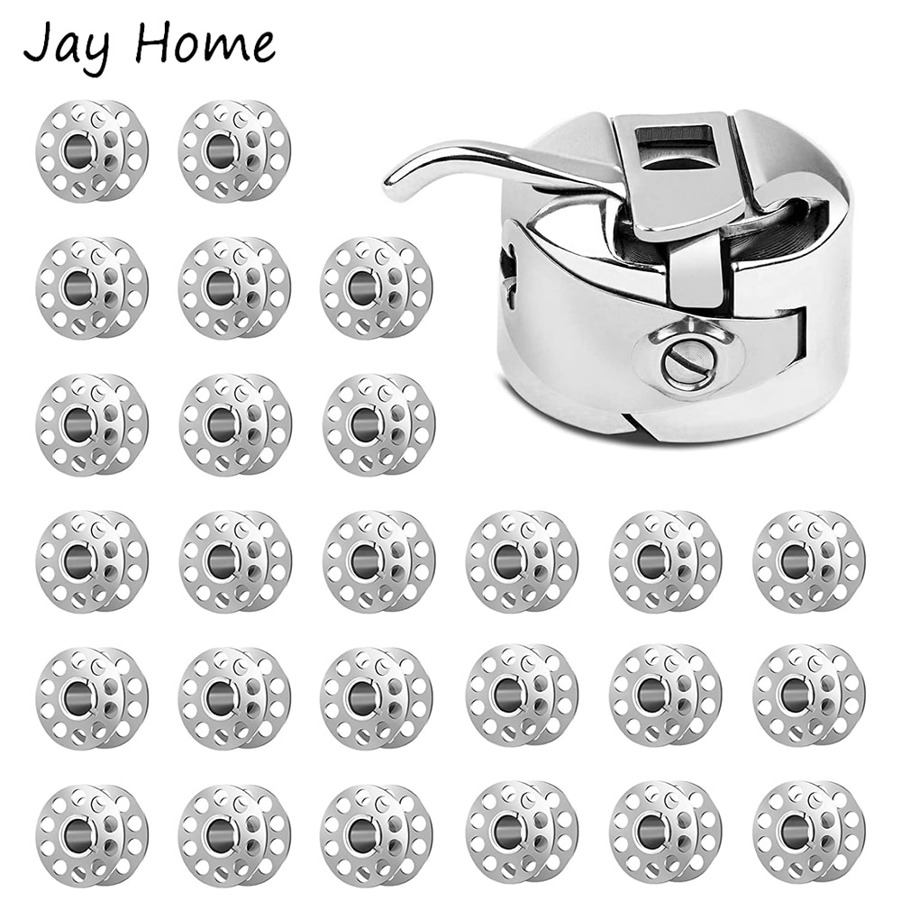 Caja de bobina para máquina de coser, soporte de bobina con 5 bobinas de Metal para máquina de coser casera, accesorios de costura DIY, 1 ud.