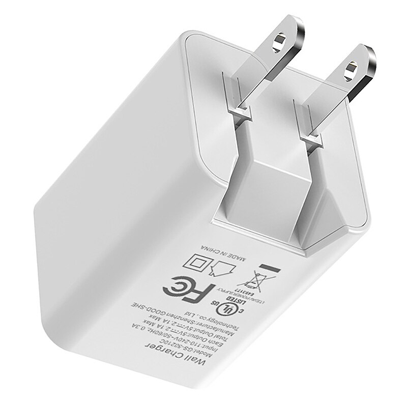 2.1A Dual USB Charger, Folding Foot Dual Port Charger, Portable Power Adapter Wall Charger with Foldable Plug(US Plug): Default Title