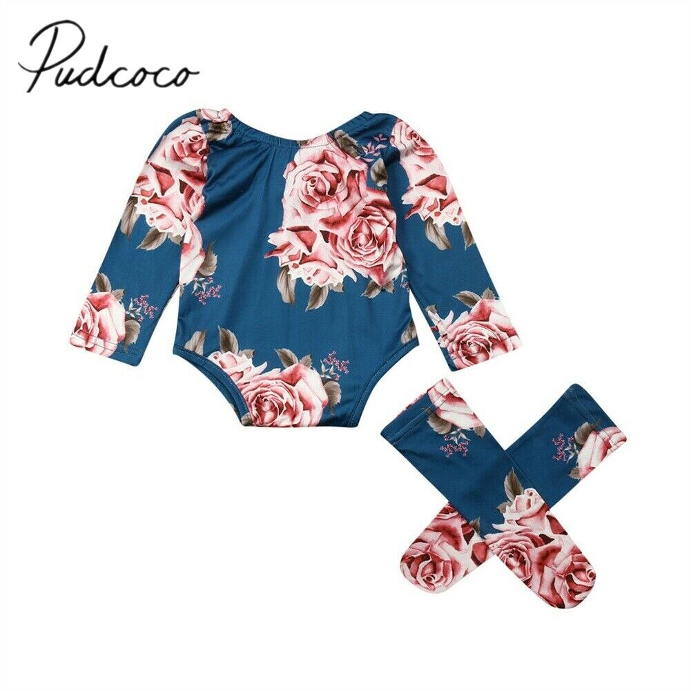 Baby Sommer Kleidung SchöNe 0-24 M Kleinkind Baby Mädchen Jungen Blume Karosserie Beinlinge setzt Langarm Gesamt Kleidung 0-24 M