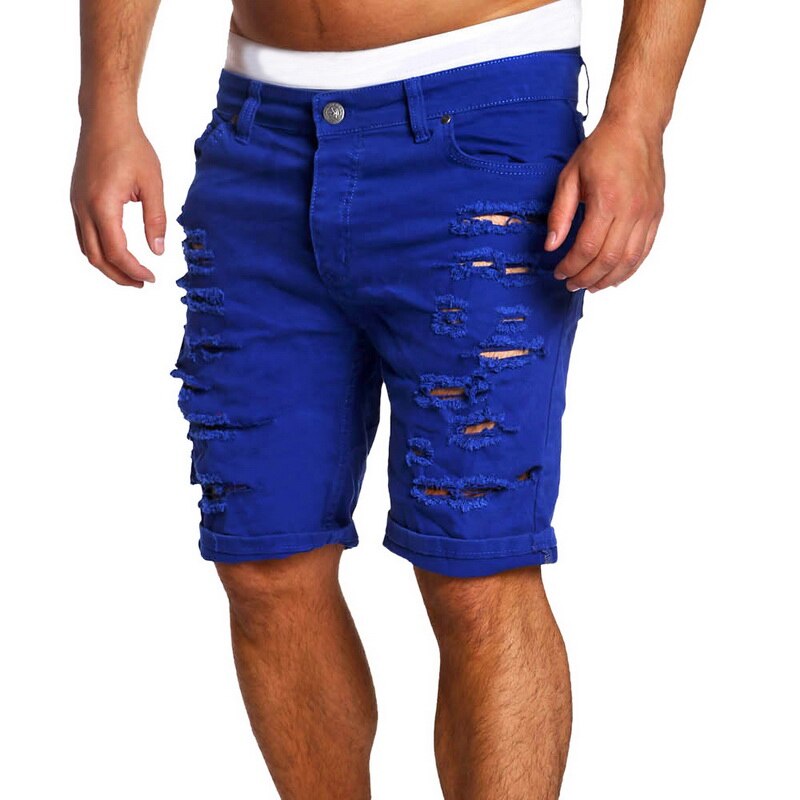 Mode déchiré trou denim shorts hommes noir blanc hakket maigre 304#  droit jeans dekorations shorts shorts hommes vintage: 2