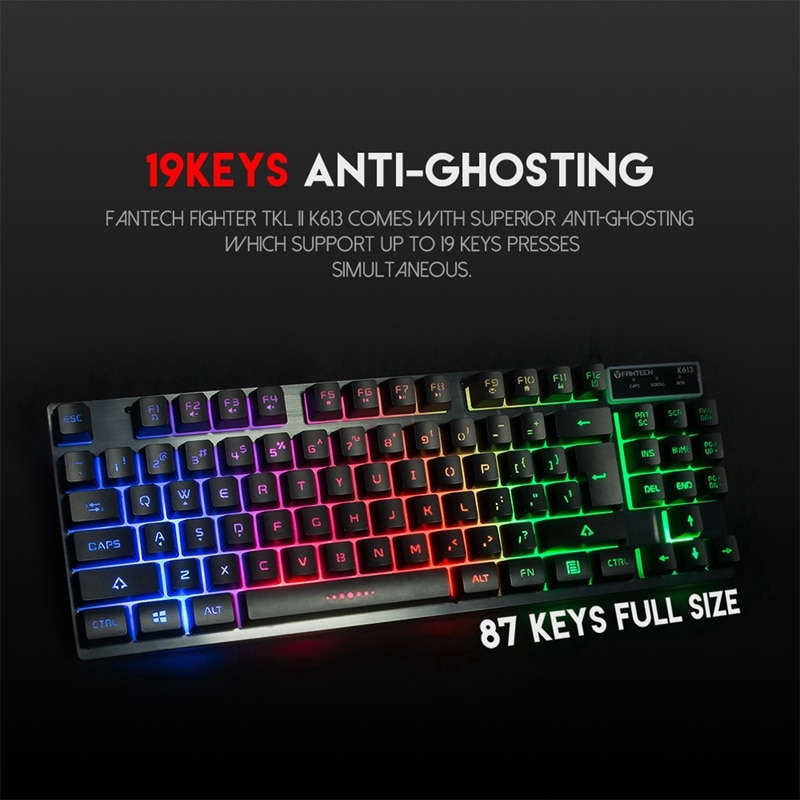 Fantech K613 Usb Game Backlit Keyboard 87-Key Wired Game Keyboard