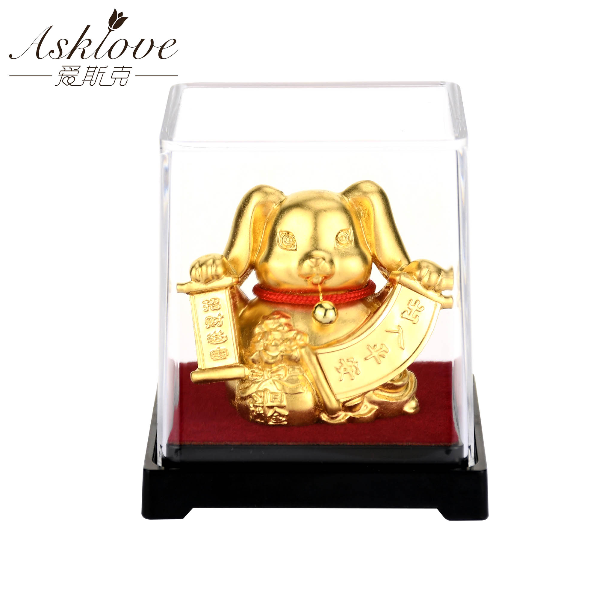 Chinesische Sternzeichen Sammeln Reichtum Ornamente 24k Gold Folie Fengshui dekor Drachen/Ratte/Schwein/affe Auto Glück handwerk Heimat Sekretariat Dekor: Hase