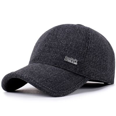 SUOGRY Wol Voelen Baseball Cap Rusland Winter Hoeden Warm met fleece en Oorkleppen heren Caps Vintage Baseball Hoed: black