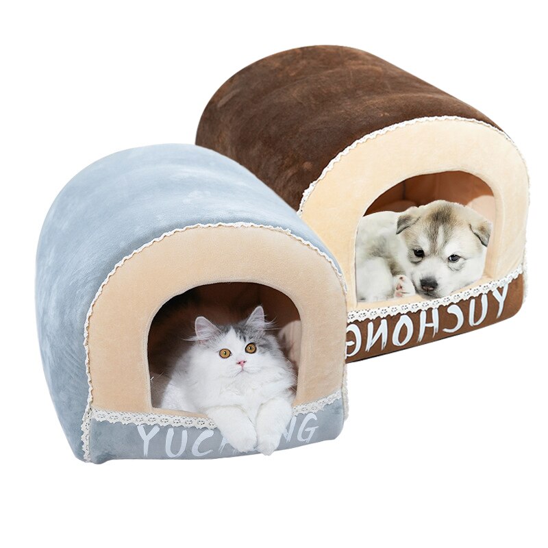 Cat Tent, Kitten Bed, Cat Hut, Cat Cave with Machine Washable Dome Shaped Cat Pod kennel puppy house winter warm pet dog bed
