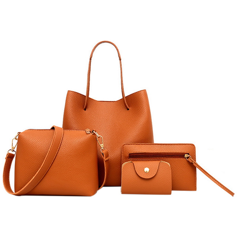 DIHOPE directe de 4 pièces ensemble femmes dame en cuir PU sac à main en Polyester sacs à bandoulière fourre-tout sac à main sacoche