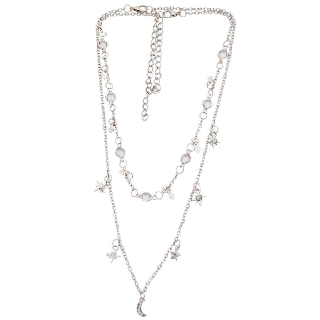 Bohemian Multilayer Ster Maan Ketting Gothic Ketting Vrouwen Mode-sieraden Ketting Punk Statement Ketting Bijoux Femme: Silver