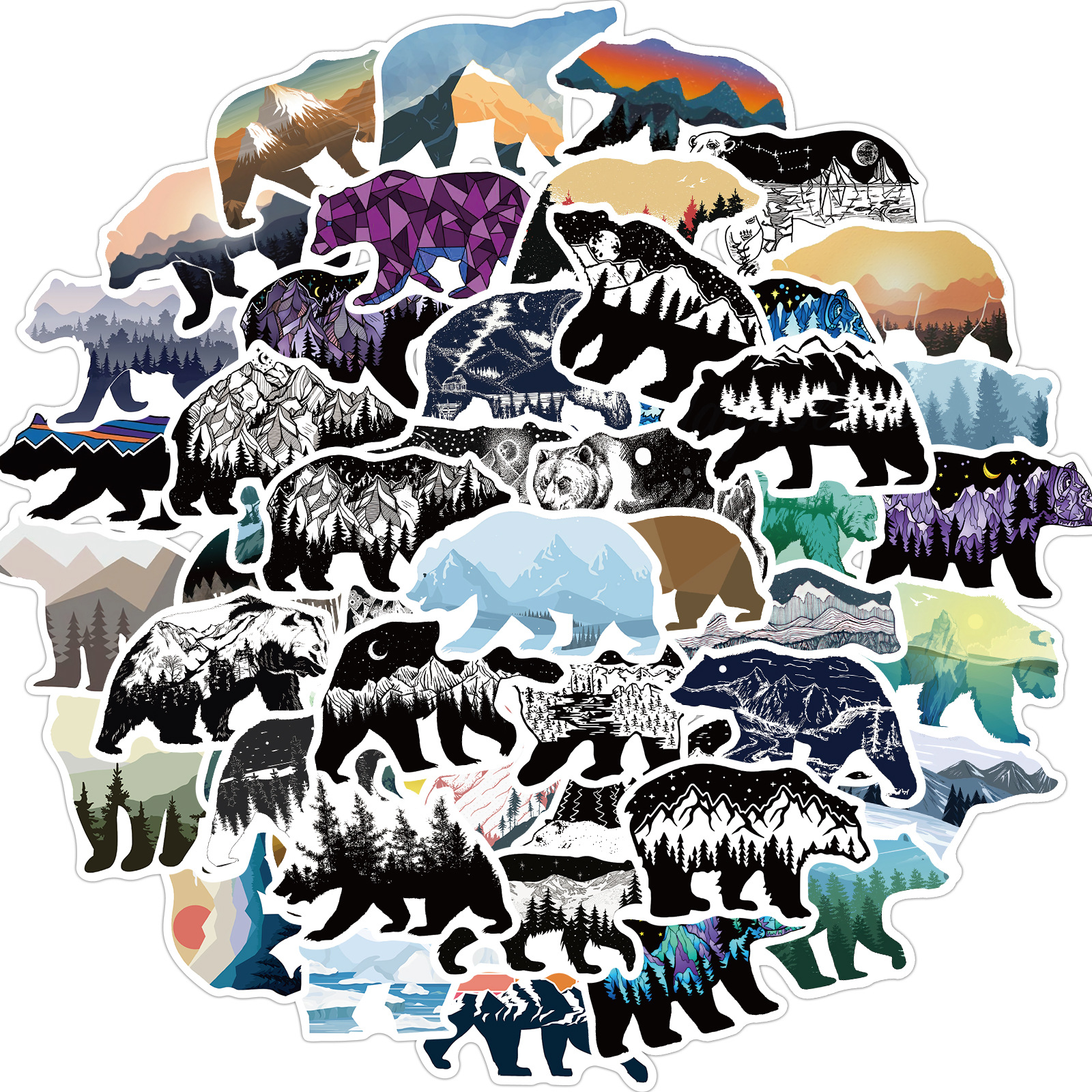 10/30/50 Stuks Mountain Top Kleur Grizzly Bear Graffiti Waterdichte Sticker Koffer Notebook Mobiele Telefoon Water Cup helmetwholesale